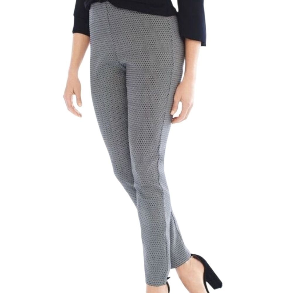 Chico's So Slimming Brigitte Black & White  Textured Trapezoid Ankle Pants
